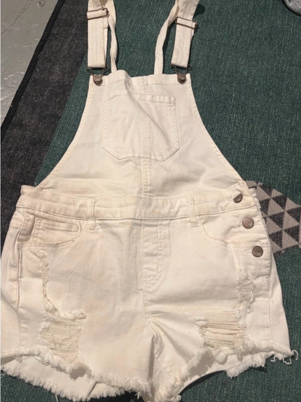 RSQ White Denim Short Overalls